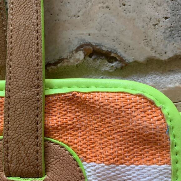 Neiman Marcus bag large tote Orange/white/green trim open double strap purse - Picture 9 of 10